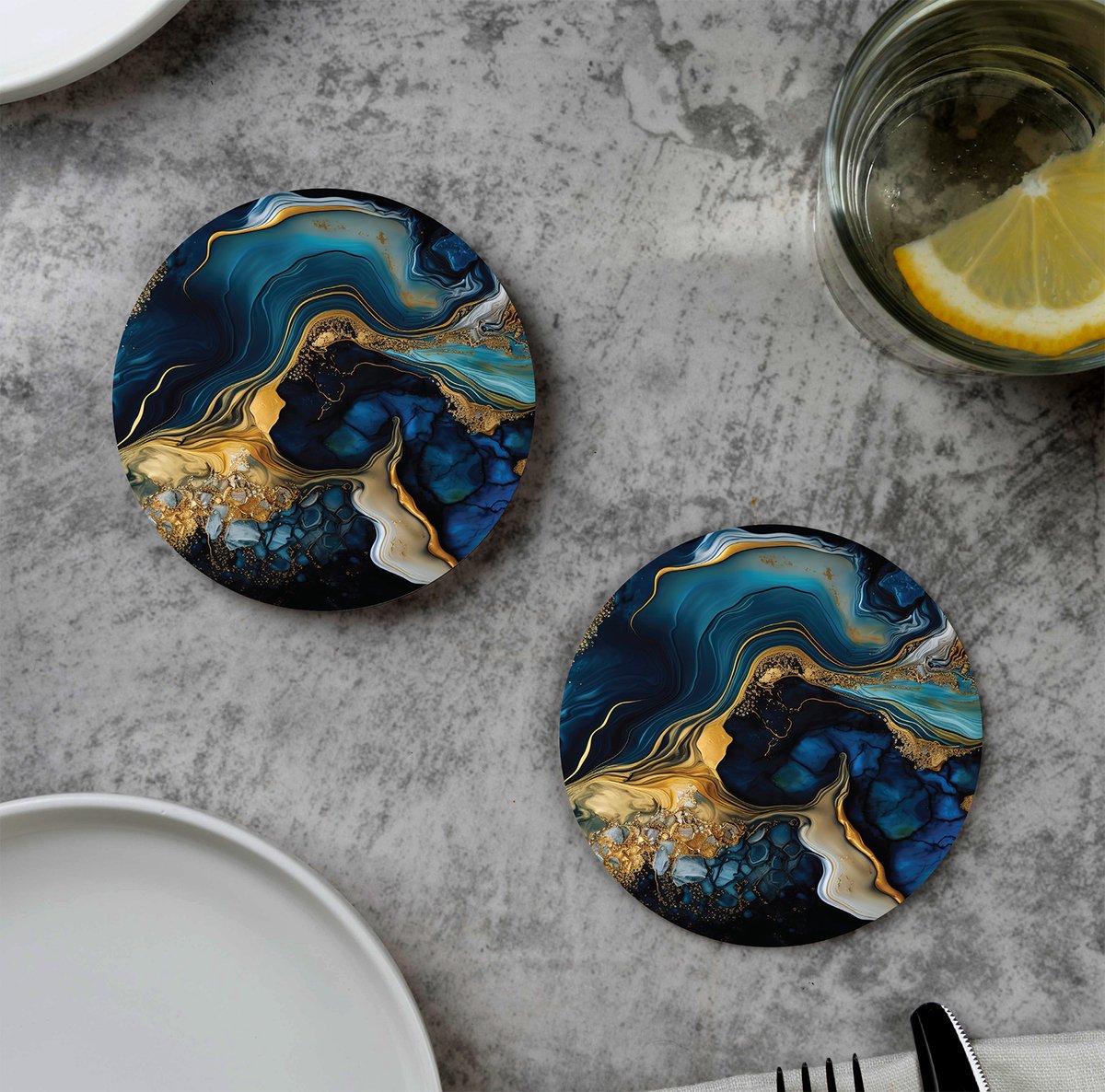 GR onderzetters voor glazen - Golden - Water - Vinyl - 6st