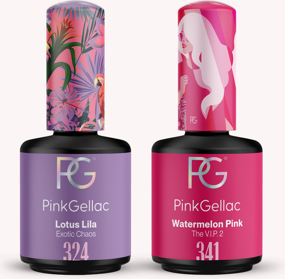Goedkoopste Pink Gellac Gellak Set - Manicure Set met 2 x 15ml Kleuren - 324 Lotus Lila - 341 Watermelon Pink - Voordeelbundel Gelnagellak - Gel Nagellakset voor Thuis
