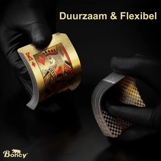 Boncy® Luxe Speelkaarten - Goud Kaartspel - 100% Plastic & Waterdicht Kaarten - Spelkaarten Pokerkaarten - Playing Cards voor Poker of Drankspel Volwassenen