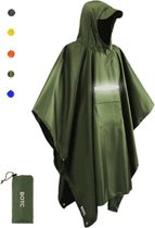 BOTC Poncho - Reflecterende Regenponcho - Fietsponcho Fiets - Met Reflecterende strips - Unisex - Dames & Heren - Waterdicht - groen