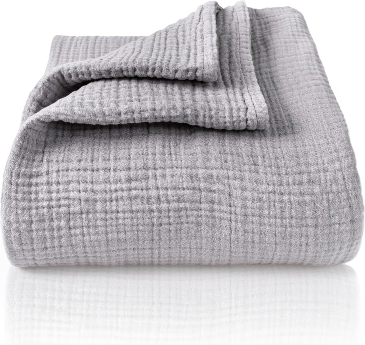 DEKADRON 100% katoenen mousseline deken, 4 lagen sprei, zachte Turkse katoenen mousseline bedhoes, omkeerbare sprei, indigoblauw (230 x 240 cm
