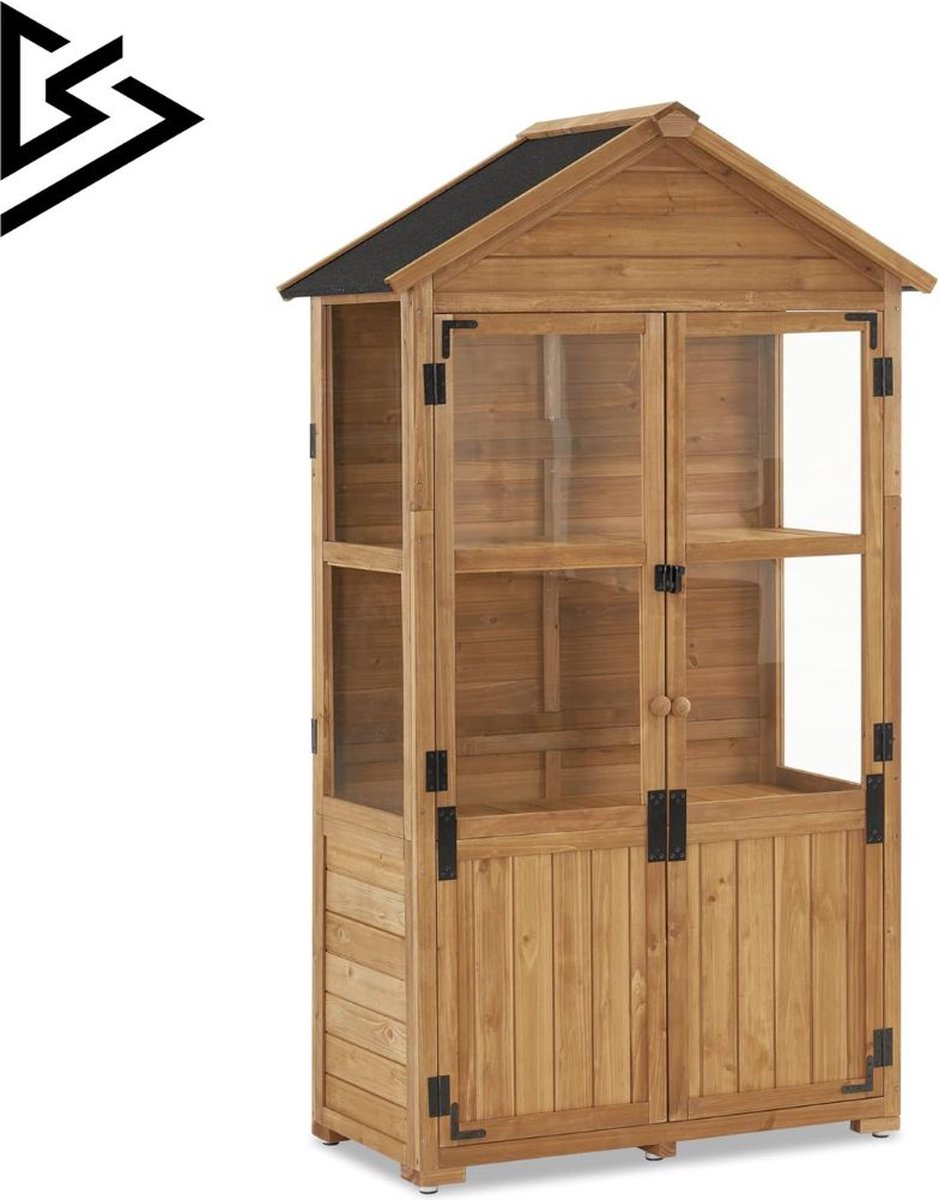 Merklooss Tuinkast Hout Tuinkist Tuinkasten voor Buiten Tuinberging 100x60x190cm Bruin