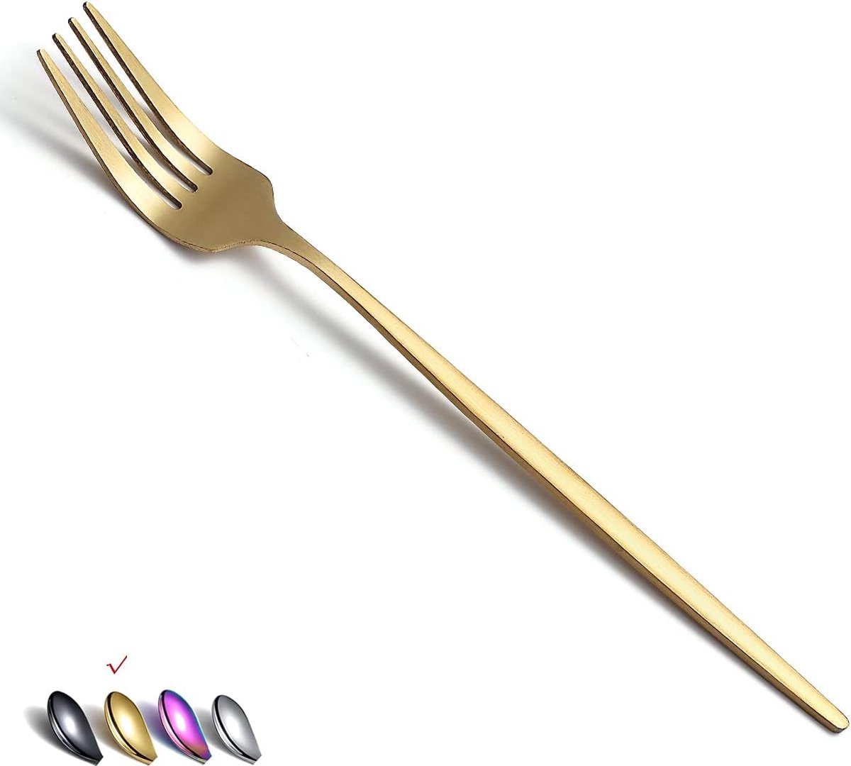 Mat gouden tafelvorken set van 6 roestvrij staal 8,4 inch vorken Bestekset Dessertvorken Tafelvorken Saladevorken voor de keuken thuis of in het restaurant Vaatwasmachinebestendig