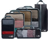 Compression Packing Cubes - Reiszakken voor Koffer - 6 stuks - Backpack Compressie Cubes - Koffer Organizer Set met Compressierits - Mesh Zwart - Sunflake