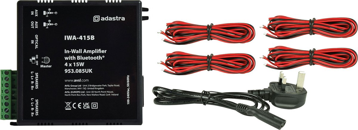 Adastra IWA415B bluetooth 5.0 stereo versterker module 4x 15W