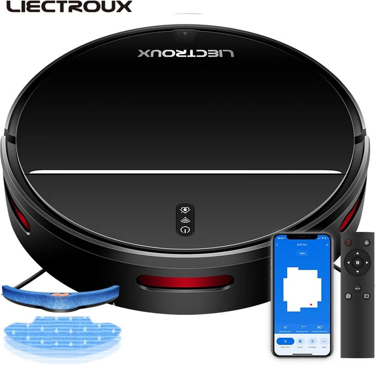 LIECTROUX® Model M7S PRO Robot Stofzuiger, Droog en Nat Dweilen Combo, Smart Mapping, WiFi App, 4KPa Zuigkracht, Borstelloze Motor, Werkt met Alexa en Google Assistant, Ideaal voor Huisdierhaar, Tapijt, Harde Vloer