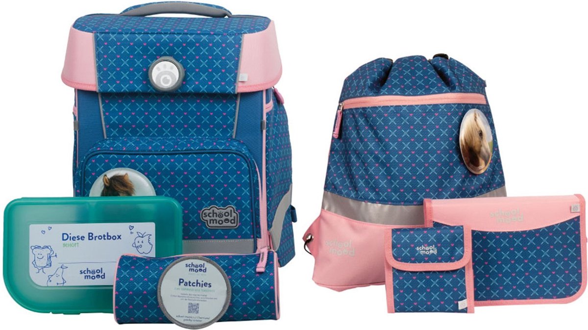 School-Mood Schooltas Champion Maxx Schulranzen-Set 7-delig Mila Blauw
