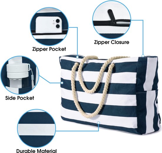 Strandtas Strepen Tote Bag Badtas Waterdicht Strandtas Groot Met 