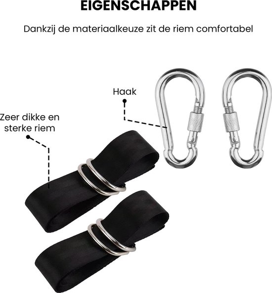2 stuks hangmat-ophangriemen, 2 stuks karabijnhaken, outdoor hangaccessoires, kabelbevestigingen, schommelset accessoires, 400 kg draagkracht, geschikt voor camping (blauw