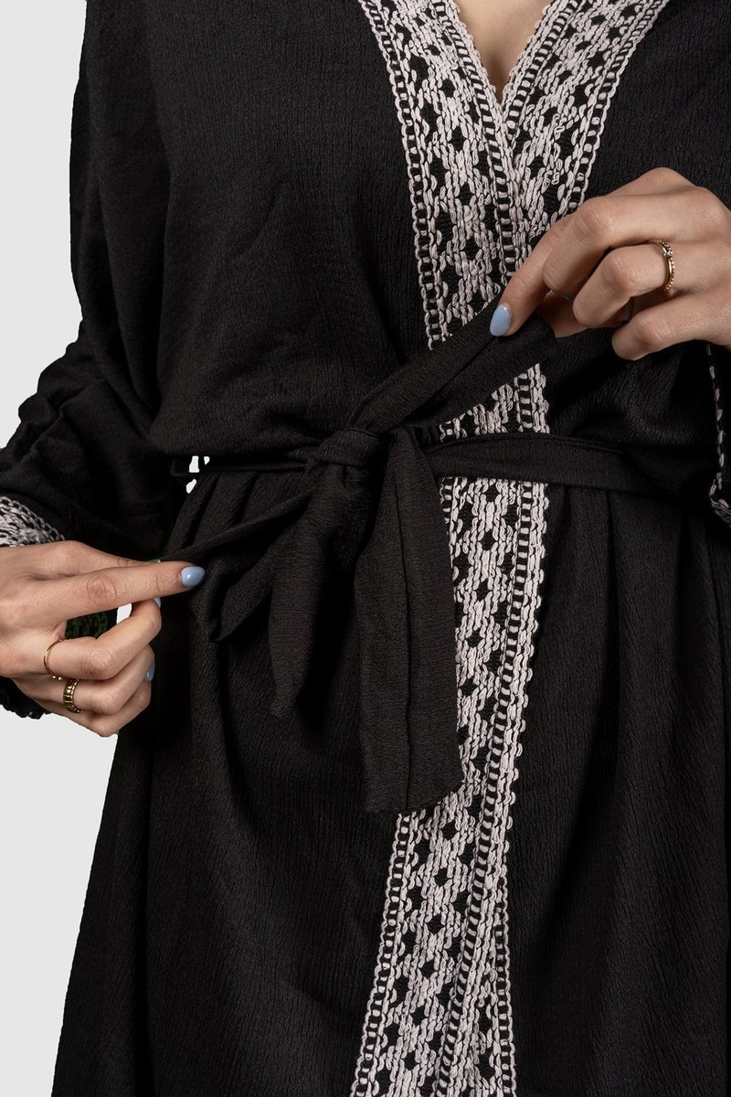 Kimono Dubai zwart - Maat 40 - Strandkleding - Ochtendjas - Strandjurk Ibiza - Blouse dames - Kaftan