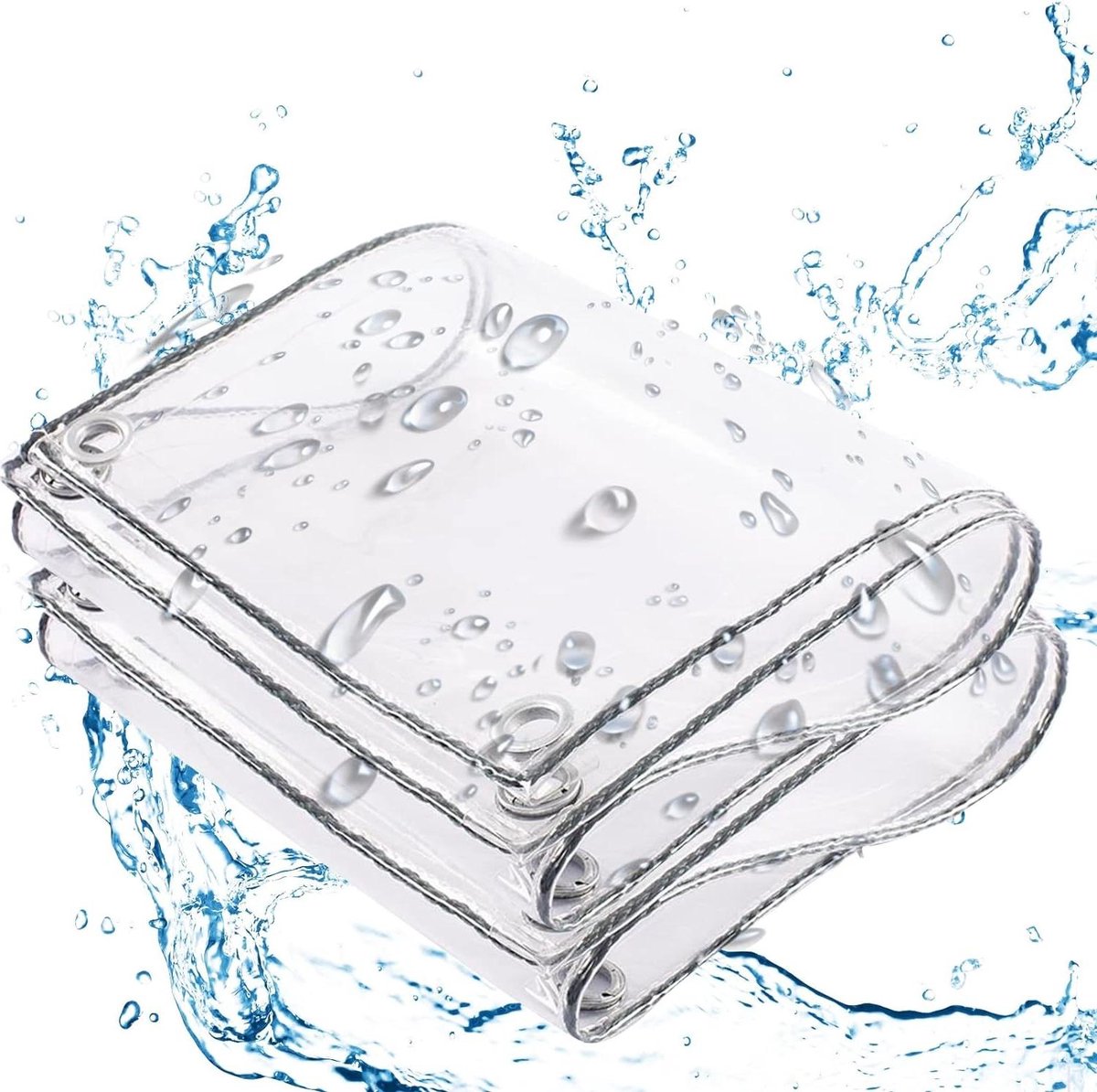 Afdekzeil helder 03 mm pvc waterdicht-transparant met ogen-weerbestendig-opvouwbaar-groenteafdekking voor paviljoen-tuinmeubelen-planten 450 g m² transparent tarp