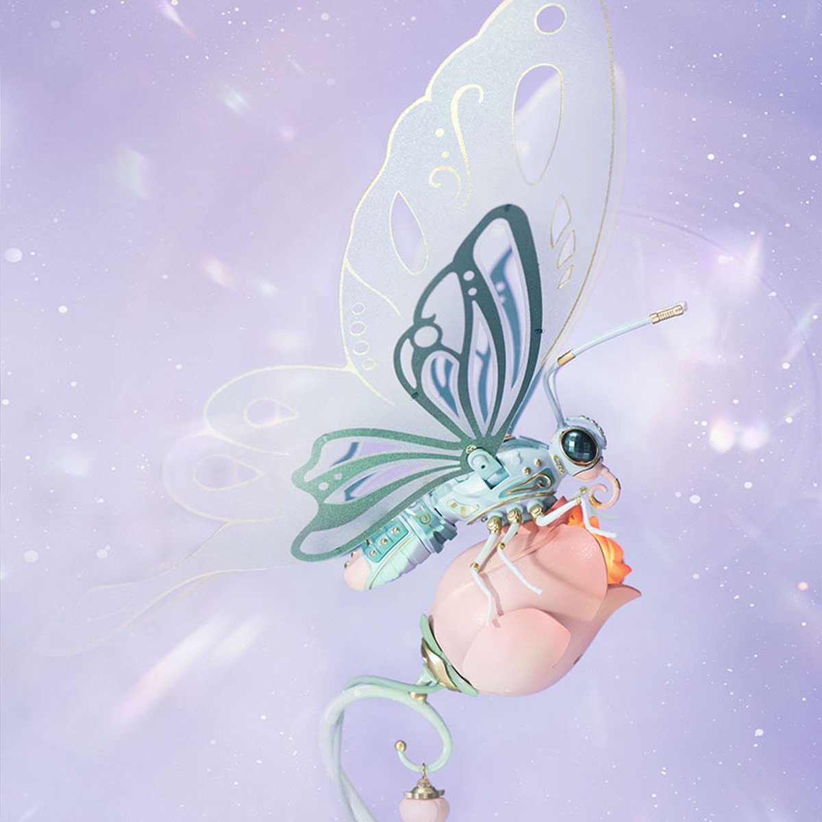 Robotime, 3D DIY Kunststof Bouwpakket Vlinder/ Butterfly Pink, MI05P, 15,5x14,5x23cm