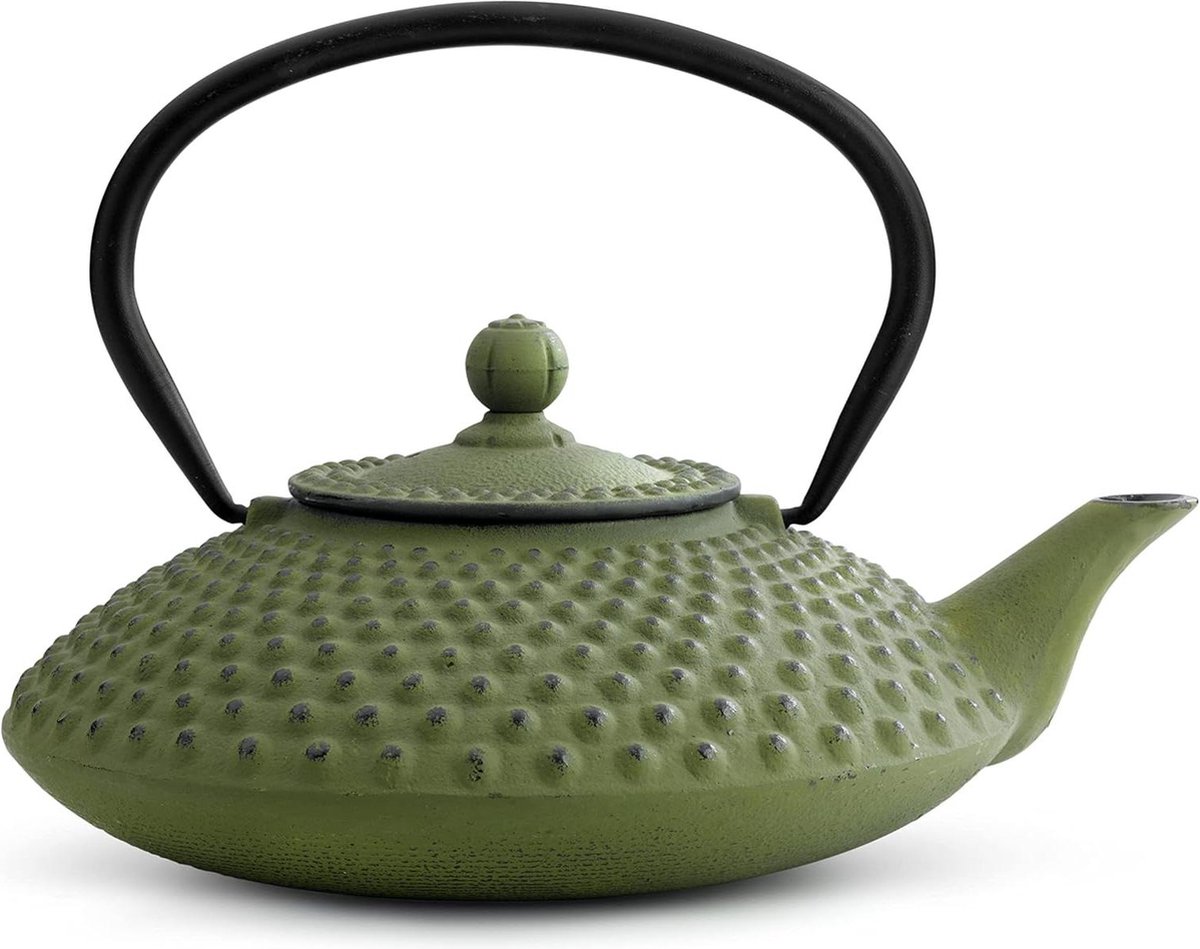 Theepot gietijzer Jing 125 l groene noppenstructuur - Aziatische stijl iron teapot