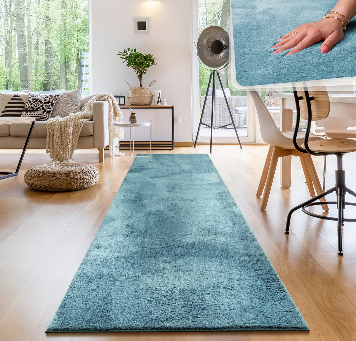 Paco Home Moderne woonkamer tapijt kortpolig wasbaar zacht uni effect bont antislip 80x300 cm
