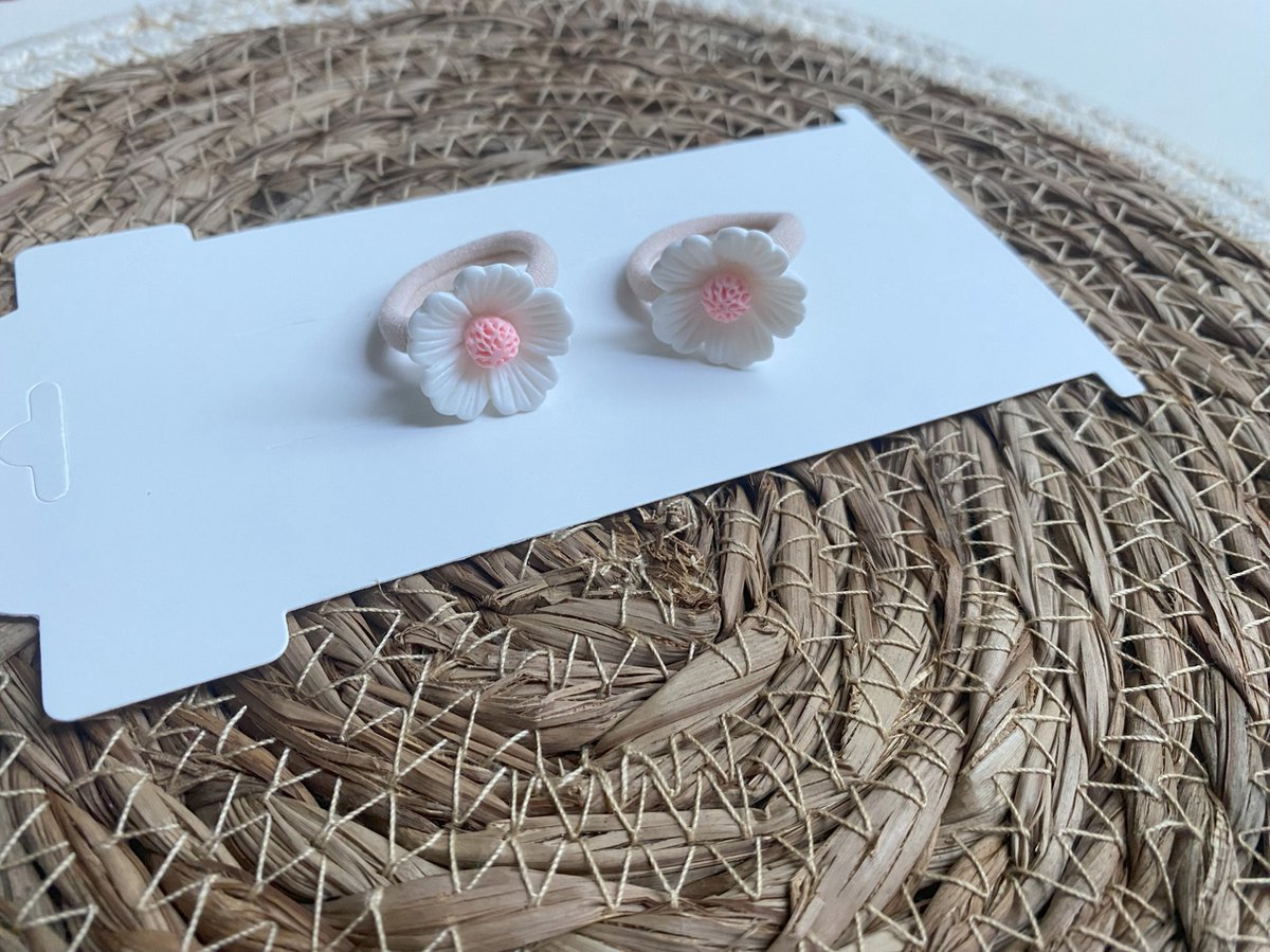 haarelastiek bloem roze | Haarelastiek | kinder haaraccessoires