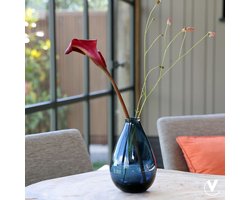 Vaas Rupel | Blauw - Blue | Mondgeblazen glas | druppelvormig | Ø11,5 x H17,5 cm
