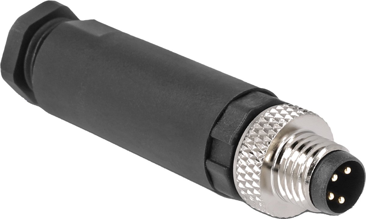 Delock M8 Connector A-coded 4 pin male for mounting with screw connection