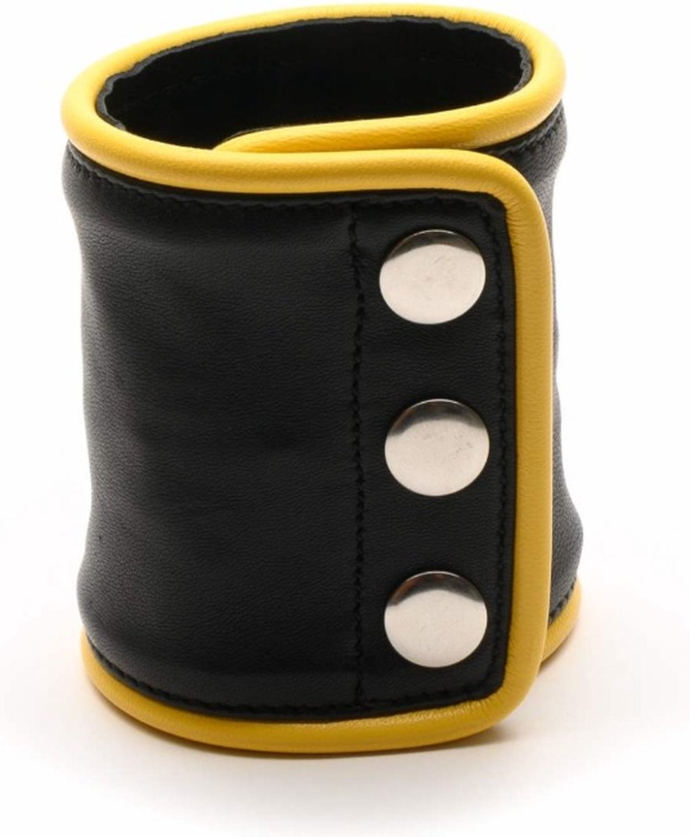Goedkoopste 665 Leather - Leren Pols Portemonnee met Rits - Zwart/Geel
