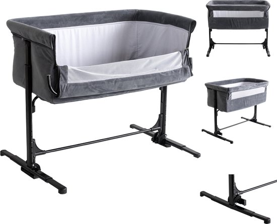 Born Lucky Co Sleeper Velvet Grijs - In hoogte verstelbaar - Tot 9 kg