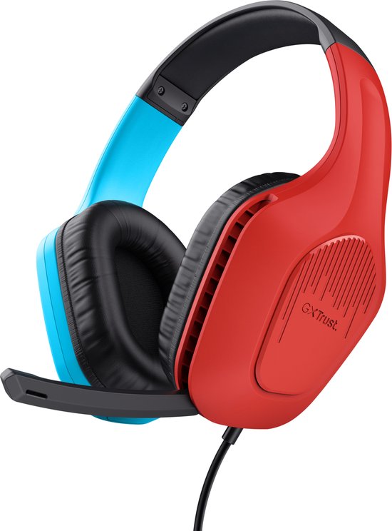 Trust GXT 416S Zirox - Casque de Gaming filaire - pour Nintendo Switch - 3,5 mm - Stéréo - Rouge/ Blauw