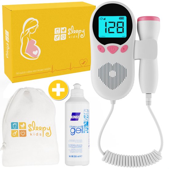 Foto: Sleepykids doppler baby hartje monitor echo apparaat zwangerschapscadeau babyshower 250ml ultrasound gel