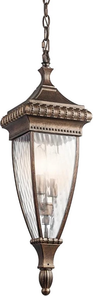 Kichler LED Buiten Hanglamp Venetian Rain | 2X E14 Max 60W | Dimbaar | Brushed Bronze