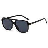 Pilotenbril - Vierkante Zonnebril - Zonnebrillen - Festival bril - Rave bril - Glasses - Zwart - Zwarte glazen