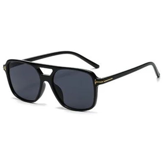 Lunettes Aviator - Lunettes de soleil carrées - Lunettes de Lunettes de soleil pour femmes - Lunettes Festival - Lunettes Rave - Lunettes - Zwart - Lentilles noires