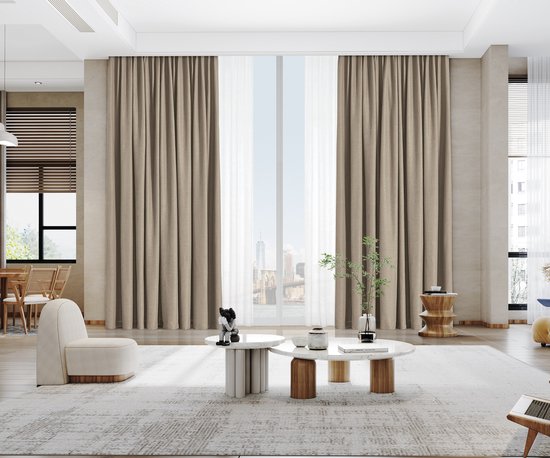 Maroyathome VINCENT - Geheel verduisterend - Plooiband - Lichtdicht - Isolerend - 100 procent verduisterend - Kant en klaar - 150 x 260 cm (b x h) - Licht Taupe