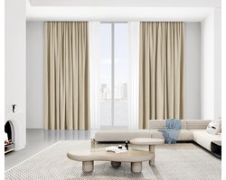 Maroyathome VINCENT - Geheel verduisterend - Plooiband - Lichtdicht - Isolerend - 100 procent verduisterend - Kant en klaar - 150 x 250 cm (b x h) - Beige