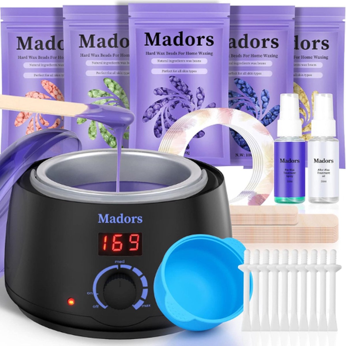 MADORS® Wax Apparaat (Complete Wax Set) - Wax Ontharen - Wax apparaat ontharen - Wax Verwarmer - Ontharingsapparaten - Ontharingsapparaat - Wax Apparaat Set - Wax Machine - Wax Beans - Wax Parels