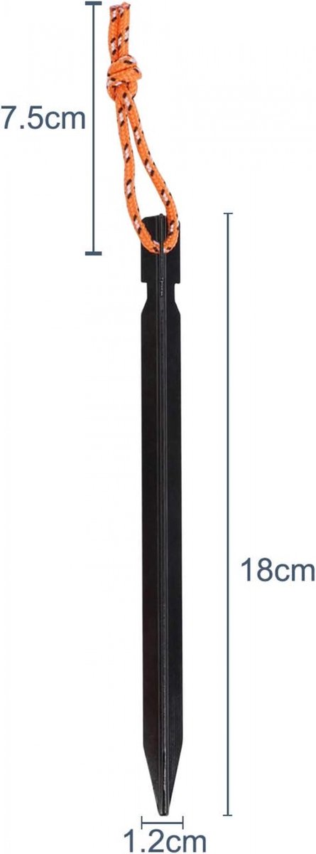 Tentharingen 10 stuks - V-shape Haringen 18cm - Grondpennnen - zandharingenset - lange haringen - Hexagon Haringen - Aluminium Haringen Tent - Zeer sterk - Grondpen/tentharing - Inclusief Trekkoord en Haringzak - kamperen en tent — afbeelding 3