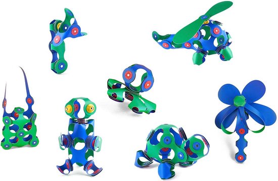 Clixo Crew 30 stuks set (blauw/groen)- flexibel magnetisch speelgoed– combinatie van origami en bouwspeelgoed-montessori speelgoed- educatief speelgoed- speelgoed 4,5,6,7,8 jaar jongens en meisjes