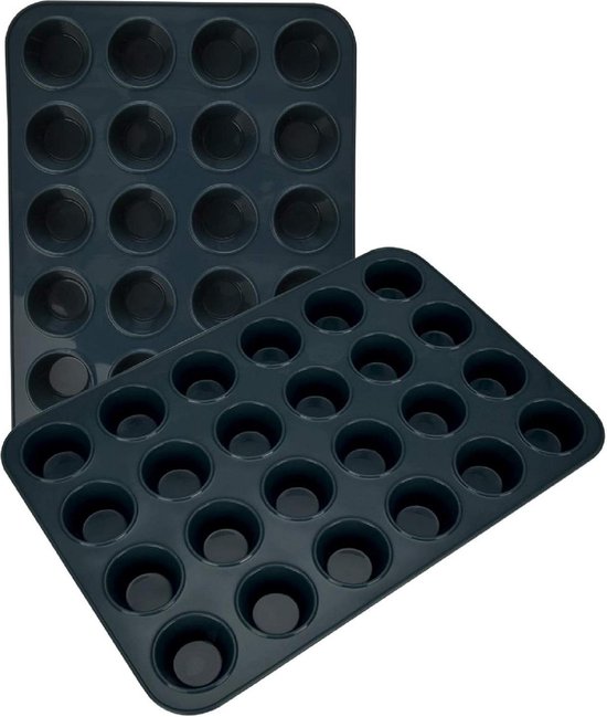 Lot De 2 Moules à Muffins En Silicone, 12 + 24 Cavités