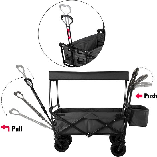 Opvouwbare bolderkar 927 x 543 x 985 cm - handwagen tot 100 kg draagkracht - zwarte gereedschapswagen met dak — afbeelding 3