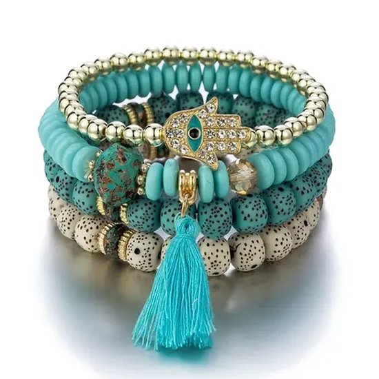 Bracelet Perles de Bohême - Turquoise