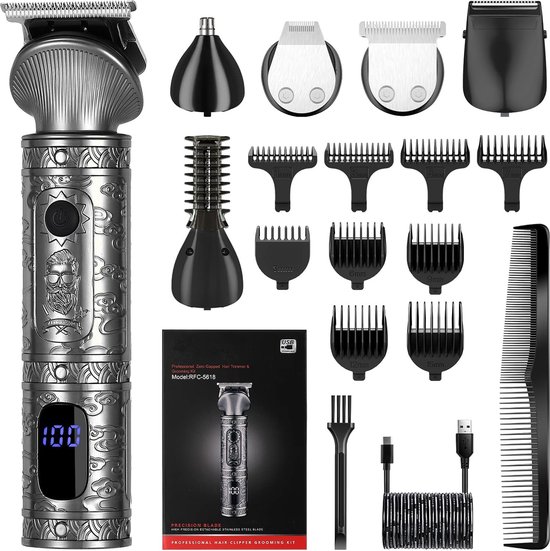 Foto: 7 in 1 baardtrimmer mannen standaard trimmer voor baard en lichaam incl 6 opzetstukken sansbeaut bodygroomer mannen bodytrimmer heren haar trimmer tondeuse 0 5 15mm neus en oor trimapparaat baard machine multigroomer