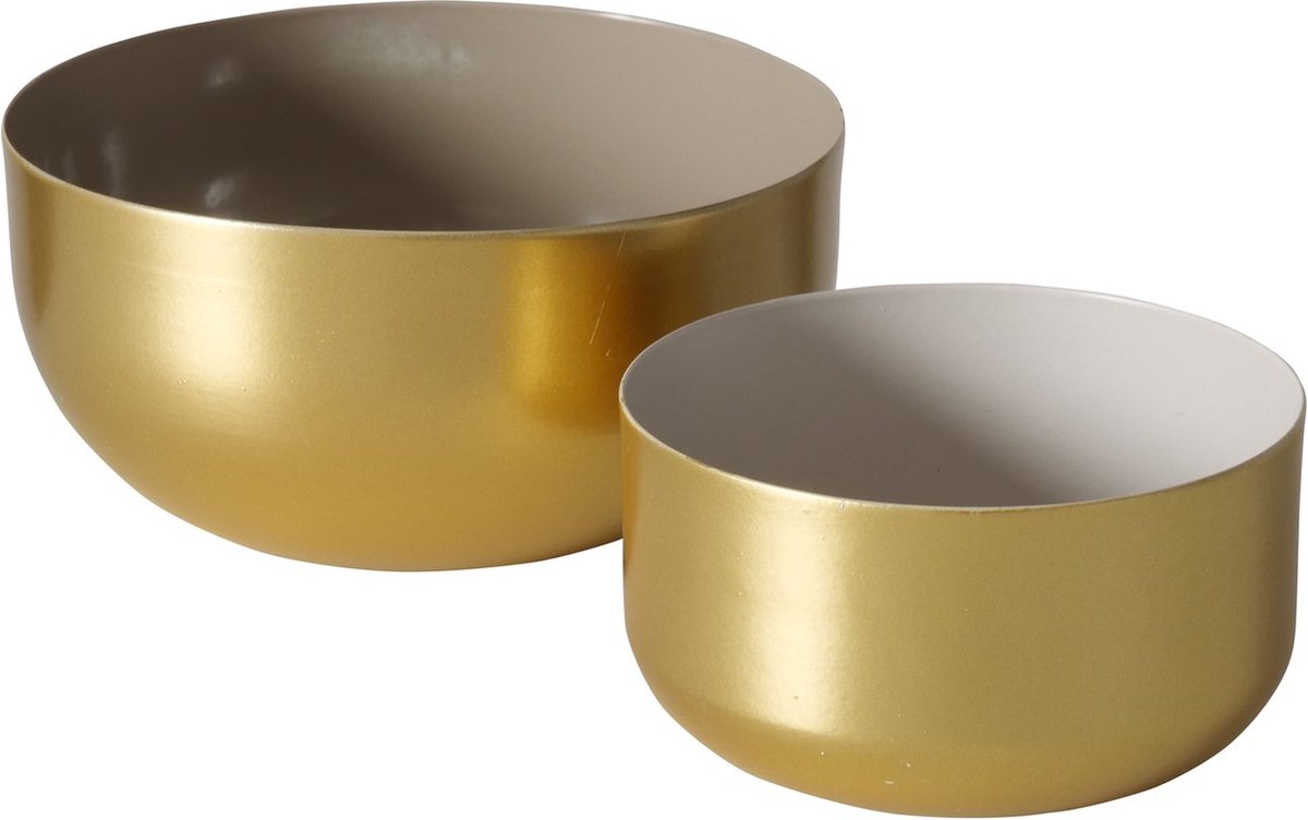 Boltze Theelichthouder goudkleurig , set van 2 formaten . Boltze Lucy bowl