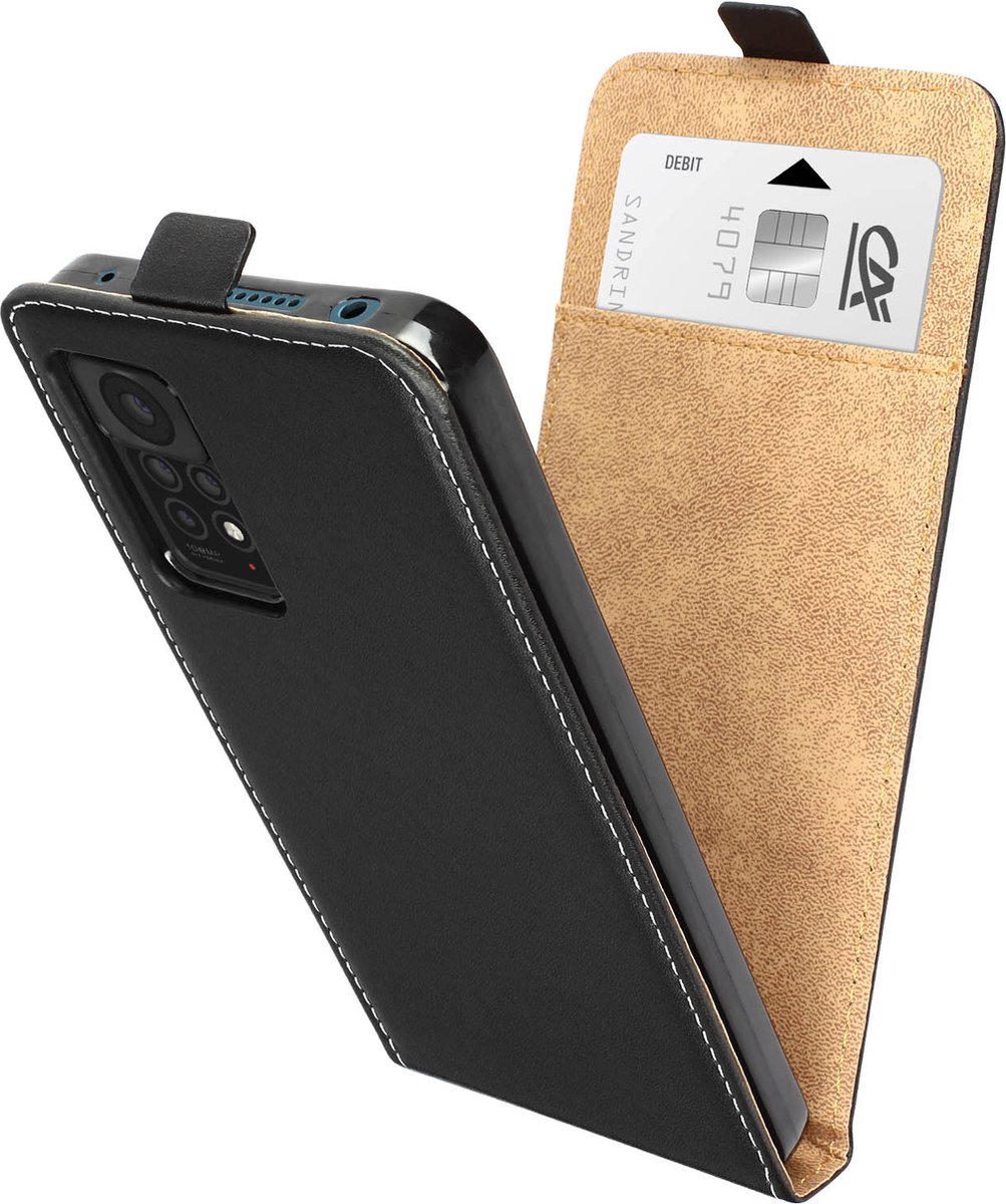geschikt voor Xiaomi Redmi Note 11 Pro 5G Verticale Flipcover Kaartvak zwart