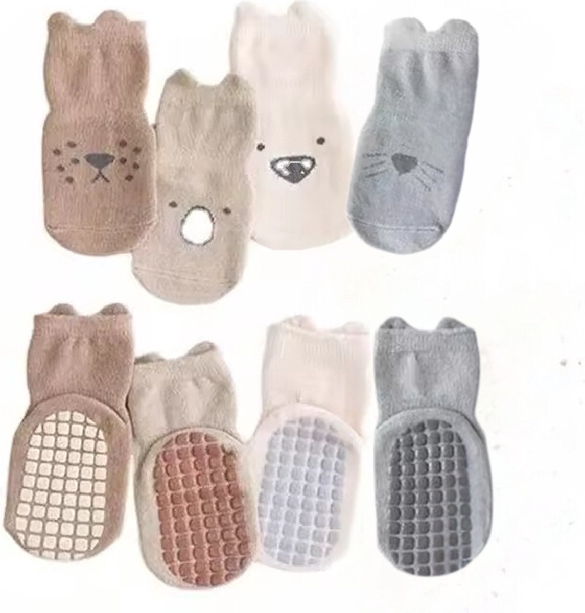 Goedkoopste Baby sokken Kraamcadeau unisex 4 stuks - Antislip - Babyshower Cadeau - Geboorte kraampakket