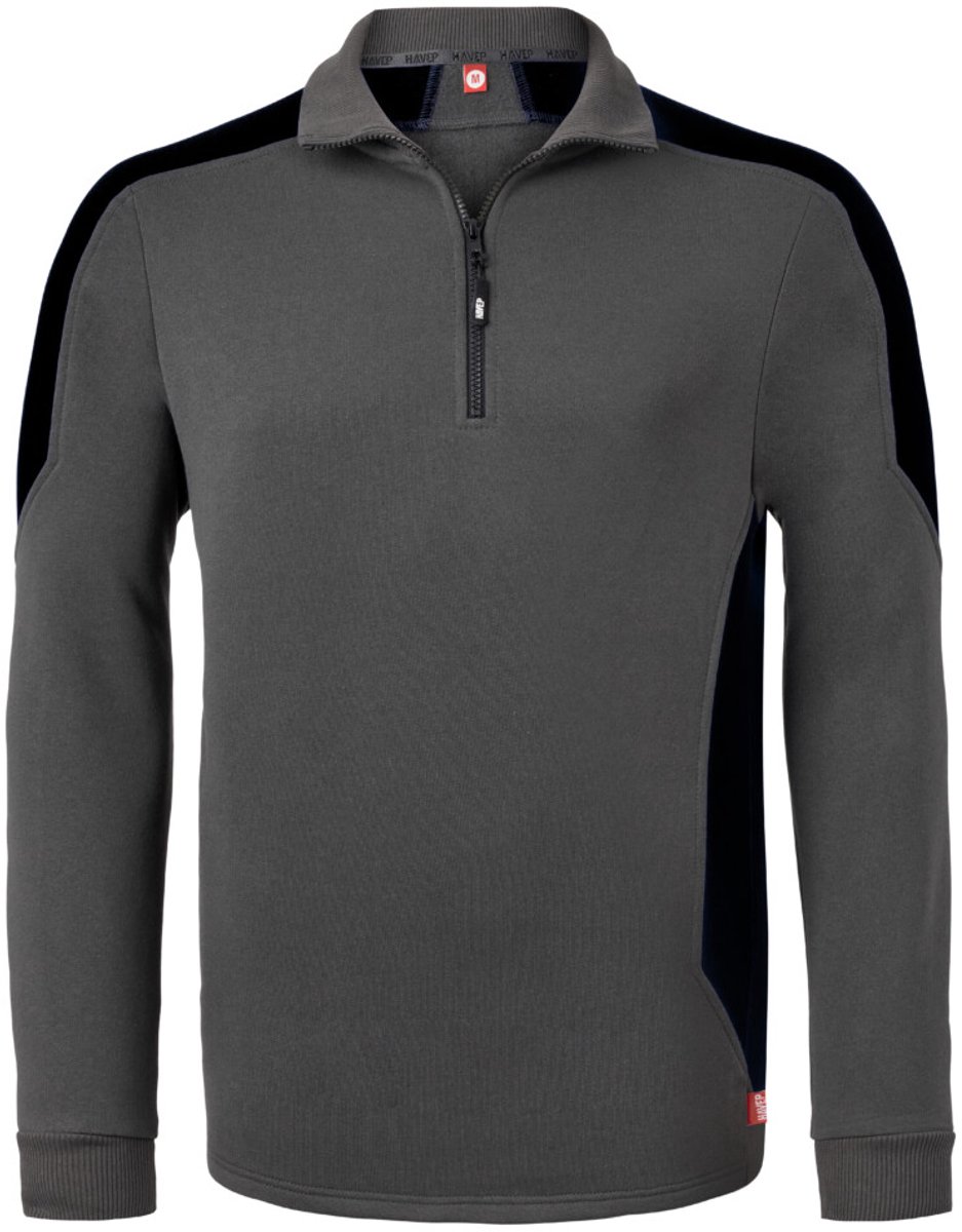 HAVEP Zipsweater Bicolor 10076 - Charcoal/Zwart - L