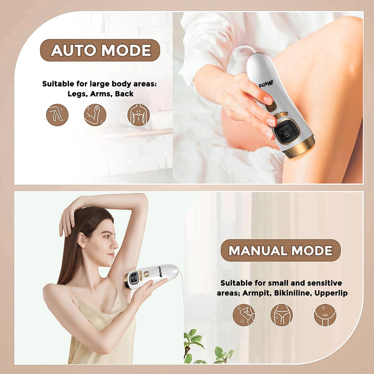 MELTAZO Roziani Pro 6 IPL Ontharingsapparaat, 3-in-1 Pijnloze Laser Ontharing voor Lichaam & Gezicht thumbnail 4