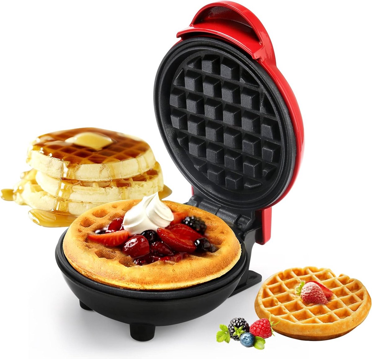 Compact Mini Wafelijzer - Antiaanbaklaag - Snel en Eenvoudig Wafels Bakken - Ideaal voor Kinderverjaardagen en Familiefeesten - Draagbaar en Gemakkelijk in Gebruik