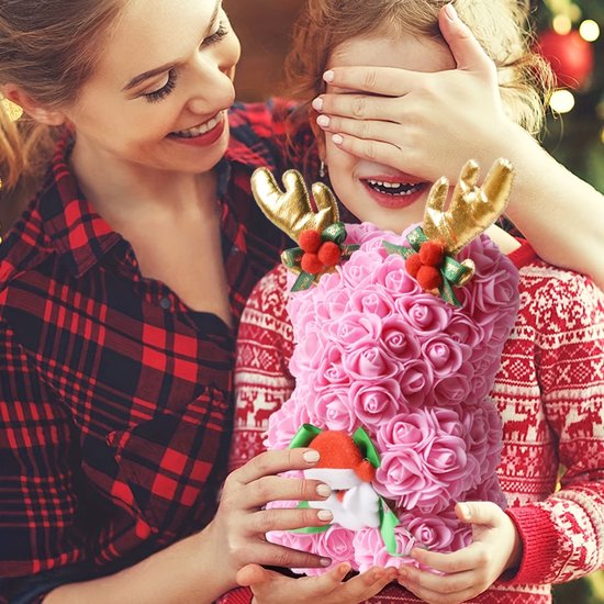 Nivard Roses Teddy Bear - Rose Bear - Rose Bear - Cadeau Saint-Valentin pour Cheveux et Hem - Femme - Rouge - Édition XMAS