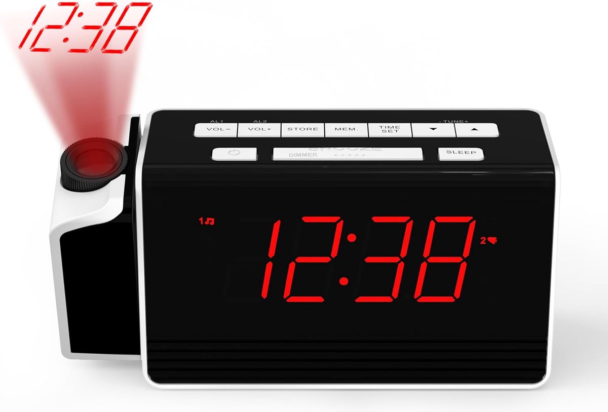 Solacis Wekkerradio Met Projectie - Wekkerradio - Digitale wekker - Wekkerradio kinderen - Wekker met projectie op plafond - Must have!