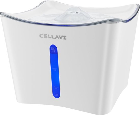 Cellavi S1 Drinkfontein Kat en Hond - Incl. 3 in 1 Waterfilter - XL Kattenfontein 3L - Waterdispenser - Waterfontein Kat - Fluisterstil - Wit