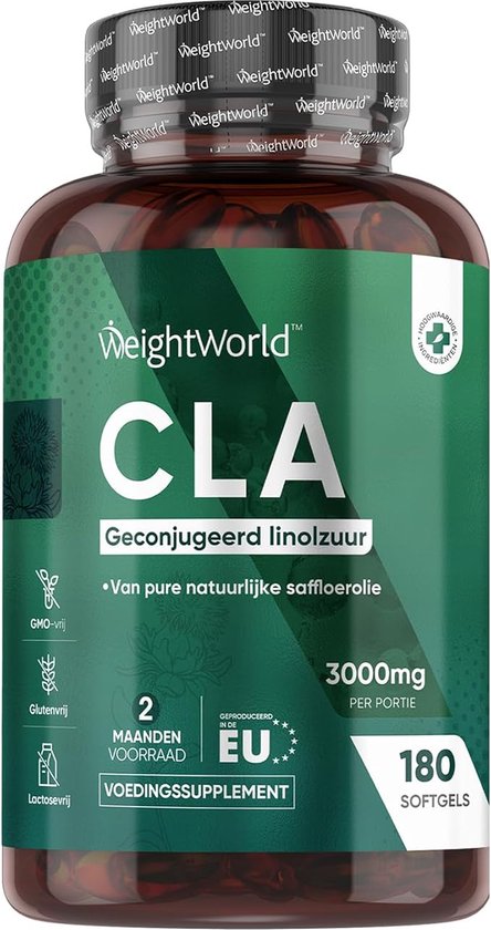 Foto: Weightworld cla softgels 3000 mg geconjugeerd linolzuur per portie 180 softgels voor 2 maanden voorraad