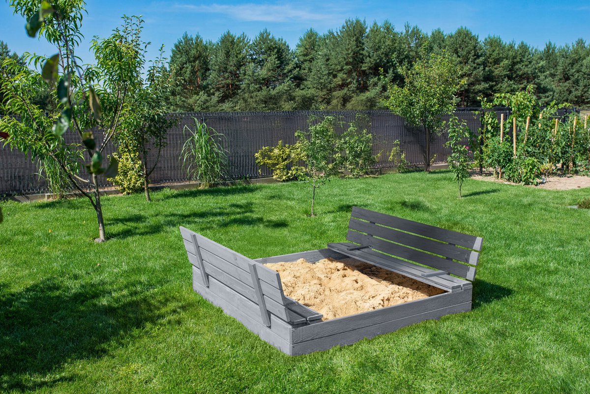 Afsluitbare XL Zandbak met Banken 140x140 cm – GECERTIFICEERD & GEÏMPREGNEERD HOUT | Incl. Afdekzeil & Gronddoek | Voor 2-3 Kinderen — afbeelding 13