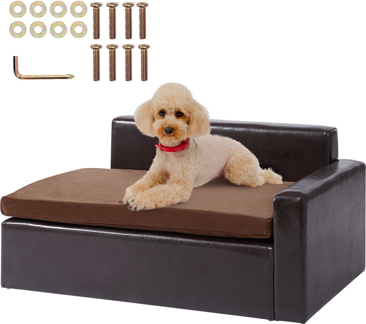 Jemaison® Hondenbank - Leer - Opbergruimte - Wasbaar - Middelgrote honden - Hondensofa - Hondenzetel - 71x50, 5x33,5 cm