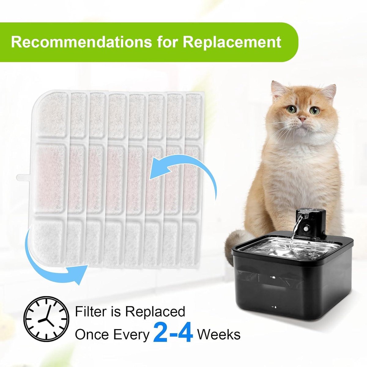 6 stuks draadloze hondenwatervervangingsfilters en 6 verpakkingen pompfilters sponzen compatibel met batterijgevoede roestvrijstalen 8L huisdierwaterdispenser (FN-W18